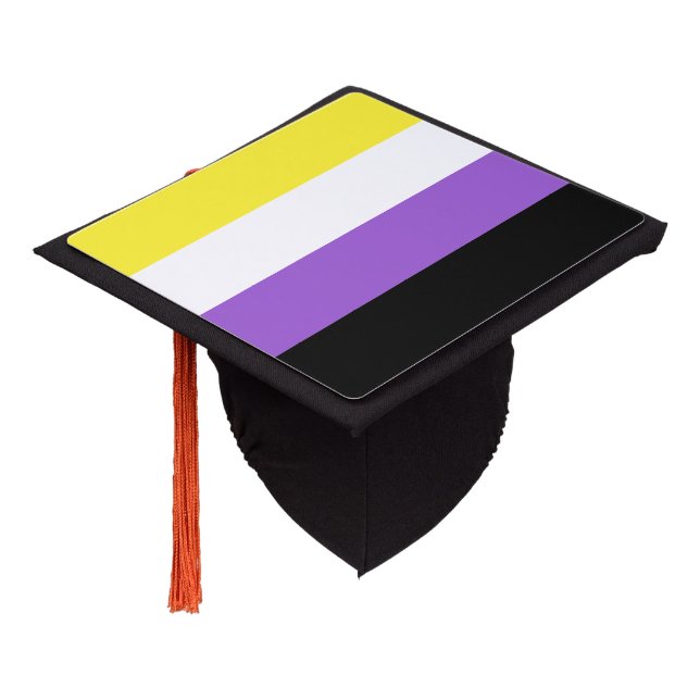 Non binary Pride Flag Graduation Cap Topper (Angled)