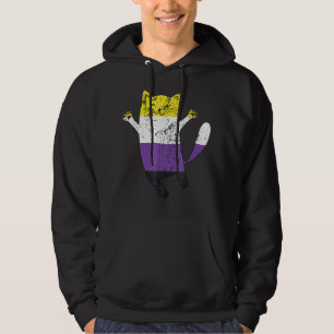 Non Binary Pride Flag Happy Cat Non Binary  Hoodie