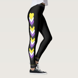 Non-binary pride flag hearts and stripes leggings