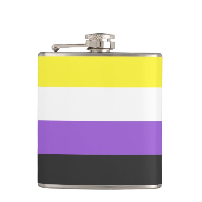 Non-Binary Pride flag Hip Flask (Front)
