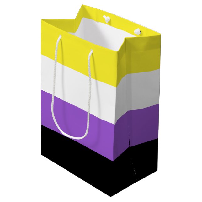 Non Binary Pride Flag Medium Gift Bag (Front Angled)
