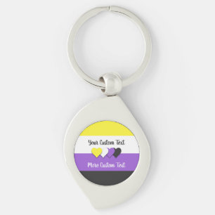 Non-binary pride flag with hearts keychain