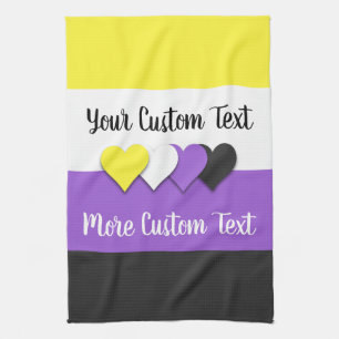 Non-binary pride flag with hearts kitchen towel
