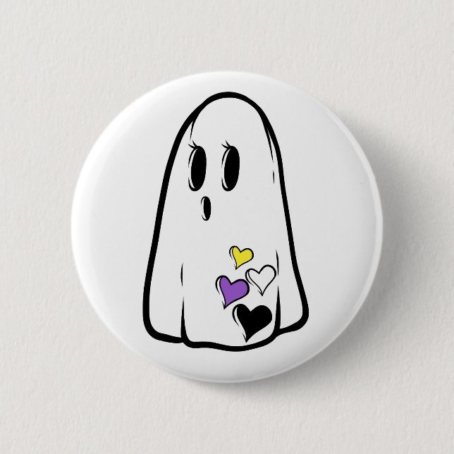 Non-Binary Pride Ghost 2 Inch Round Button (Front)