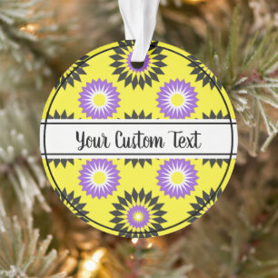 Non-binary pride yellow flower pattern ornament
