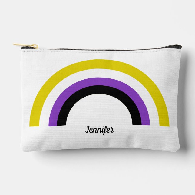 Non-Binary Rainbow Nonbinary Personalized Accessory Pouch (Front)