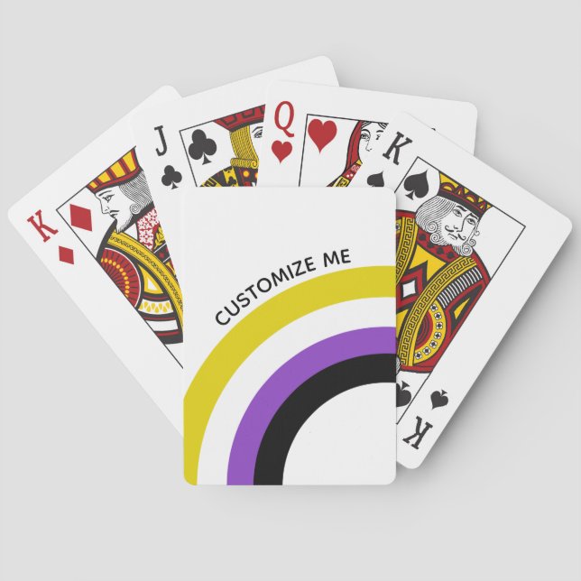 Non Binary Rainbow Pride Flag Personalized Playing Cards (Back)