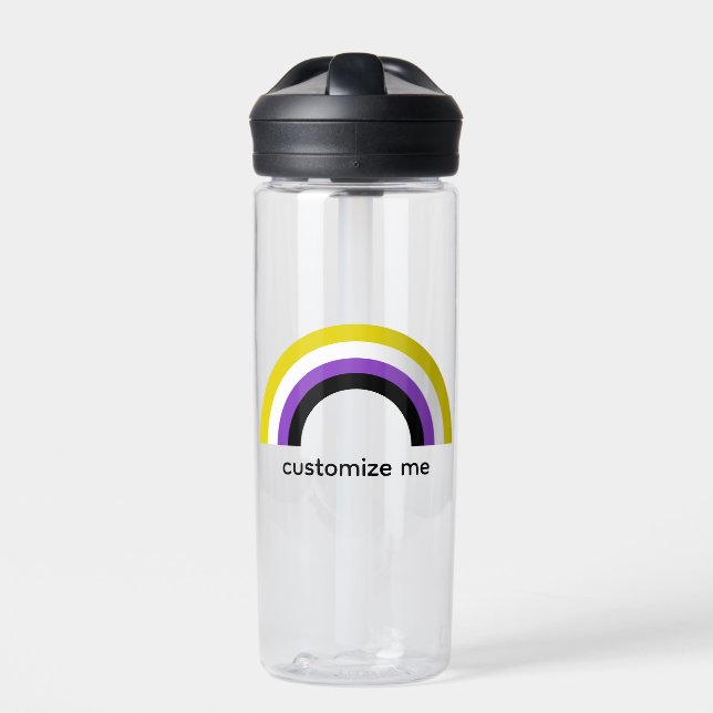 Non Binary Rainbow Pride Flag Personalized  Water Bottle (Front)