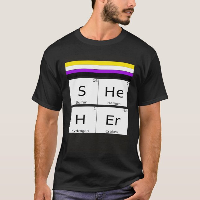 Non-Binary SHEHER Gender Pronouns Preference Ident T-Shirt (Front)