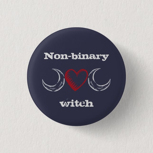 Non-binary witch badge / 1 inch round button (Front)