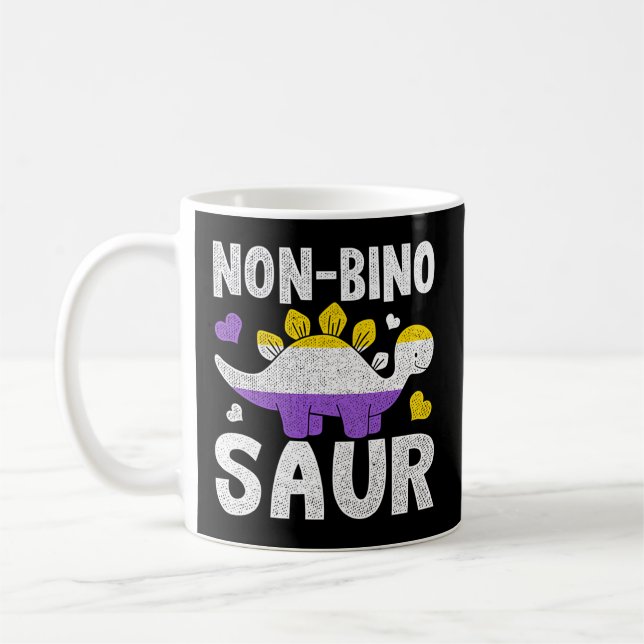 Non Bino Saur Dinosaur Aagender Non Binary Coffee Mug (Left)