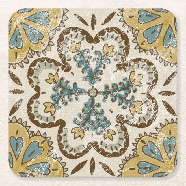 Non-Embellished Batik Square II Paper Coaster (Front)