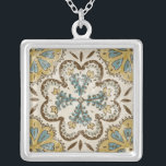 Non-Embellished Batik Square II Silver Plated Necklace<br><div class="desc">Home Décor</div>