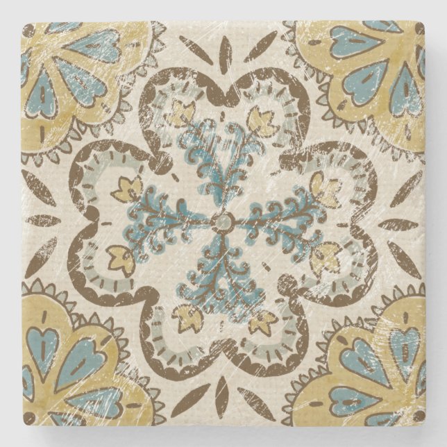 Non-Embellished Batik Square II Stone Coaster (Front)