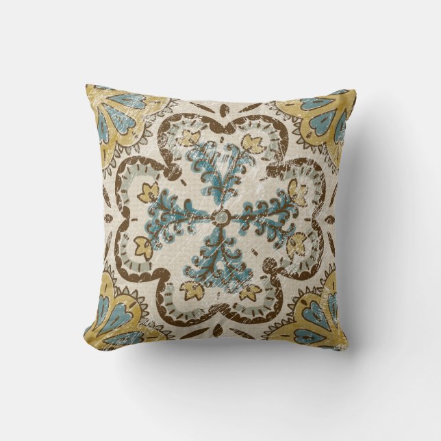 Non-Embellished Batik Square II Throw Pillow (Front)