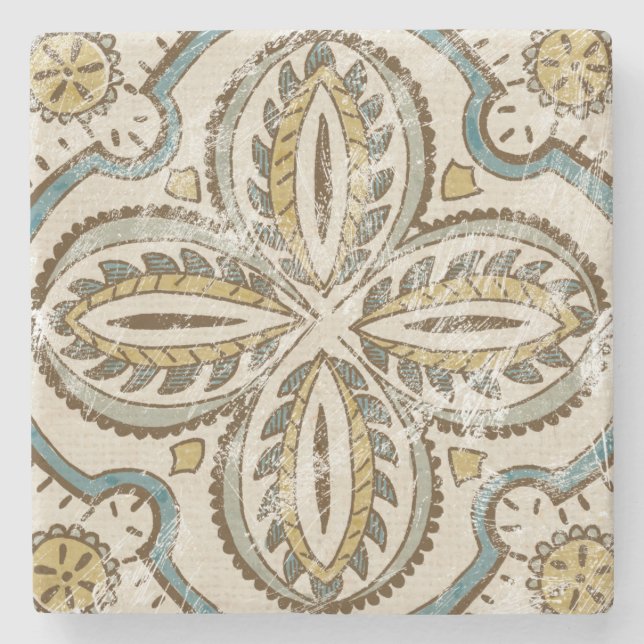 Non-Embellished Batik Square III Stone Coaster (Front)