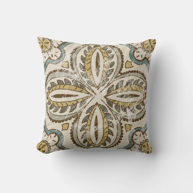 Non-Embellished Batik Square III Throw Pillow (Front)