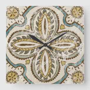 Non-Embellished Batik Square III Wall Clock