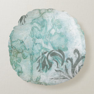 Non-Embellished Flower Spray III Round Pillow