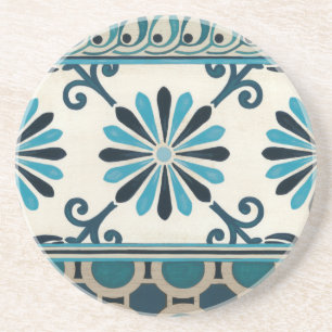 Non-Embellished Indigo Frieze II Coaster