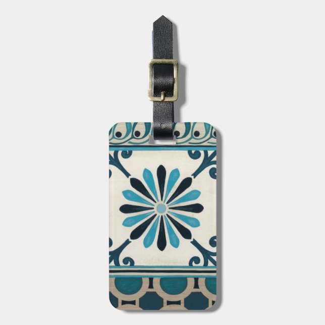 Non-Embellished Indigo Frieze II Luggage Tag (Front Vertical)