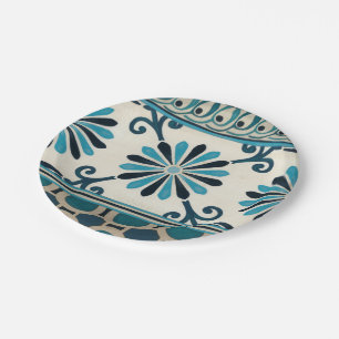 Non-Embellished Indigo Frieze II Paper Plate