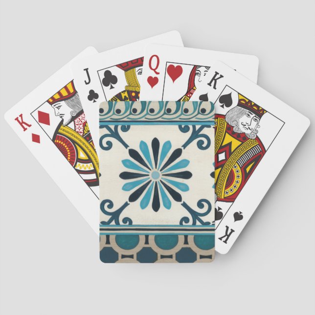 Non-Embellished Indigo Frieze II Playing Cards (Back)