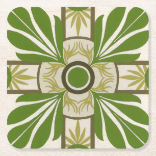 Non-Embellished Palm Motif I Square Paper Coaster