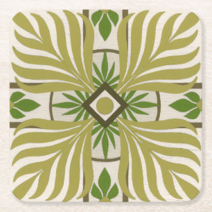 Non-Embellished Palm Motif II Square Paper Coaster