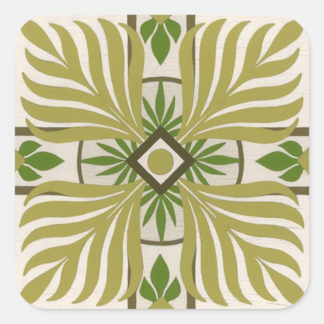 Non-Embellished Palm Motif II Square Sticker (Front)