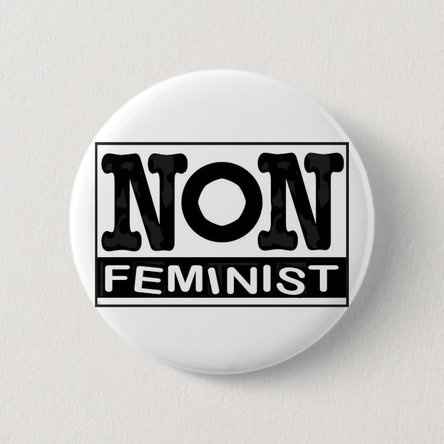 Non-feminist logo badge 2 inch round button (Front)