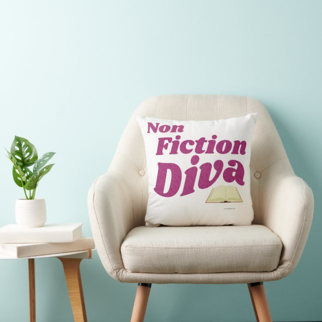  Non Fiction Diva Sassy Author Design Logo Art Throw Pillow (Chair)