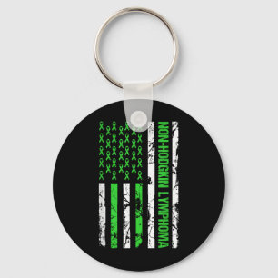 Non Hodgkin Lymphoma Flag Lime Green Ribbon Keychain