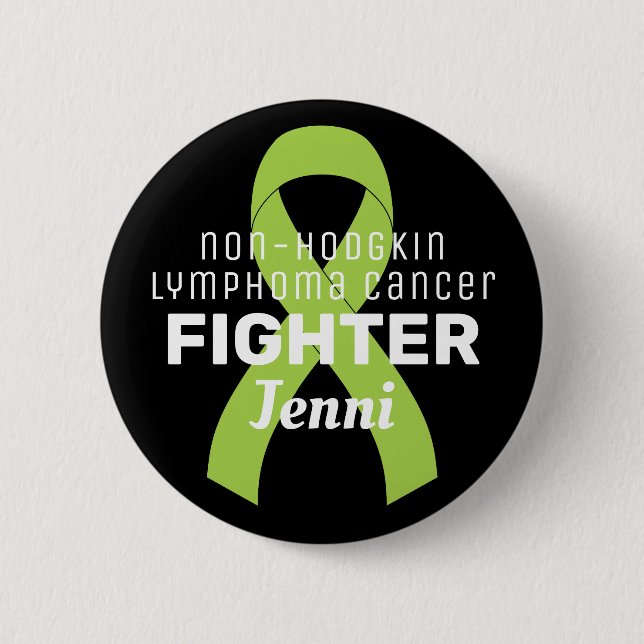 Non-Hodgkin Lymphoma Ribbon Black Button (Front)