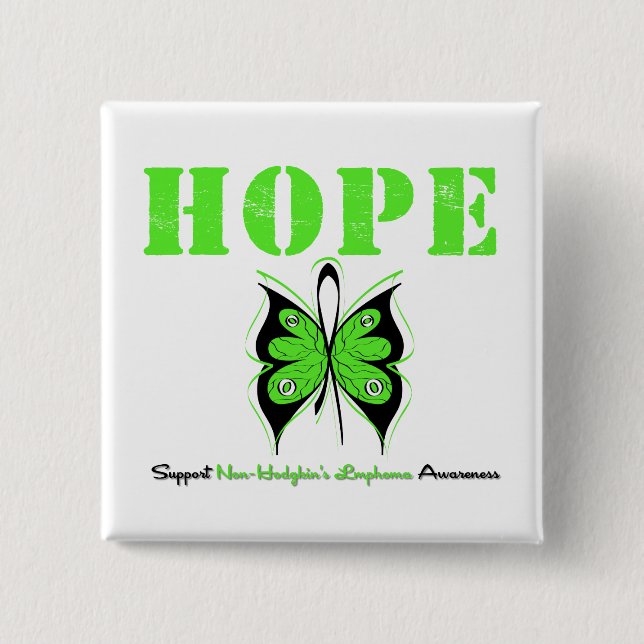 Non-Hodgkin's Hope Butterfly 2 Inch Square Button (Front)
