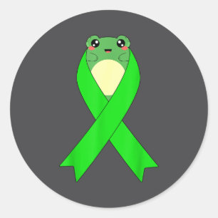 Non Hodgkins Lymphoma Awareness Kawaii Frog Green  Classic Round Sticker