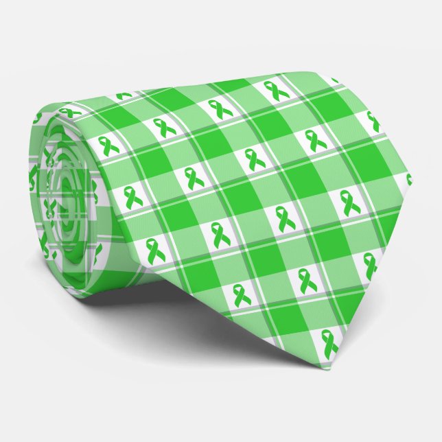 Non-Hodgkin's Lymphoma Awareness Plaid Green Tie (Rolled)