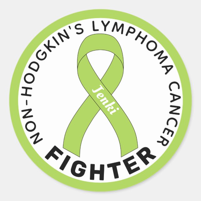 Non-Hodgkin's Lymphoma Cancer Fighter Ribbon White Classic Round Sticker (Front)