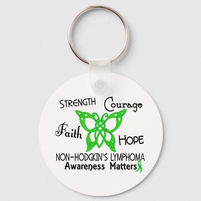 Non-Hodgkins Lymphoma Celtic Butterfly 3 Keychain (Front)