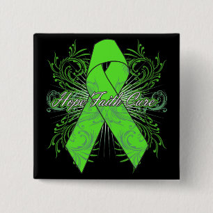 Non-Hodgkins Lymphoma Flourish Hope Faith Cure 2 Inch Square Button