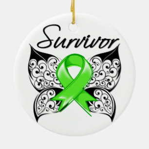 Non-Hodgkins Lymphoma Survivor Butterfly Ceramic Ornament