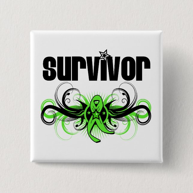 Non-Hodgkins Lymphoma Survivor Wing Emblem 2 Inch Square Button (Front)