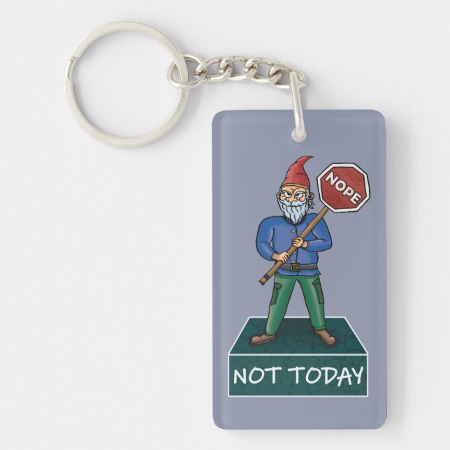Non pas aujourd'hui Grumpy Gnome Porte - clé (Devant)