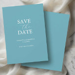 Non Photo Blue Minimal Save The Dates Save The Date<br><div class="desc">Announce your big day in style with these elegant save the dates! Designed for couples looking for a non-photo, modern save the date wedding invitation, this card features a bold turquoise blue background with a sophisticated mix of classic and script typography in crisp white. Easily customize the template fields with...</div>