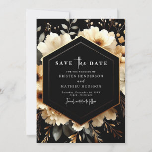 Non-Photo Chic Gold and Black Wedding Save The Date