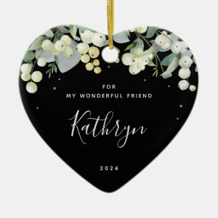 Non-Photo Custom for Anyone Christmas Heart Shaped Ceramic Ornament