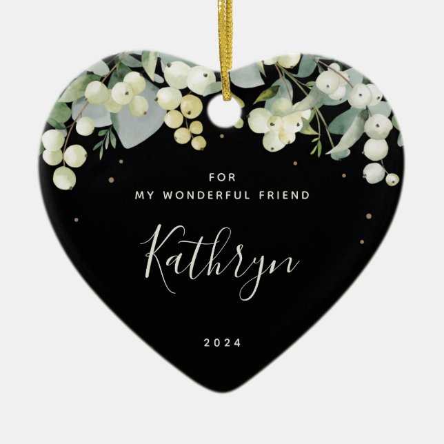 Non-Photo Custom for Anyone Christmas Heart Shaped Ceramic Ornament (Front)