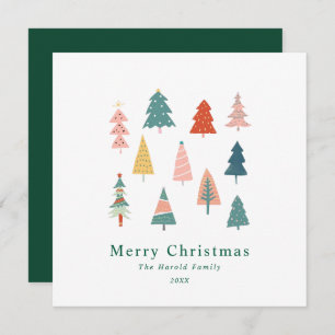 Non Photo Elegant Green Christmas Trees Card