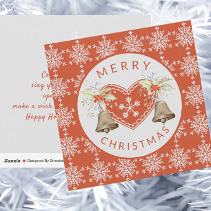 Non photo Merry Christmas gingerbread snowflakes Holiday Card