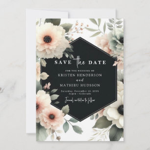 Non-Photo Romantic Pink Floral Wedding Save The Date